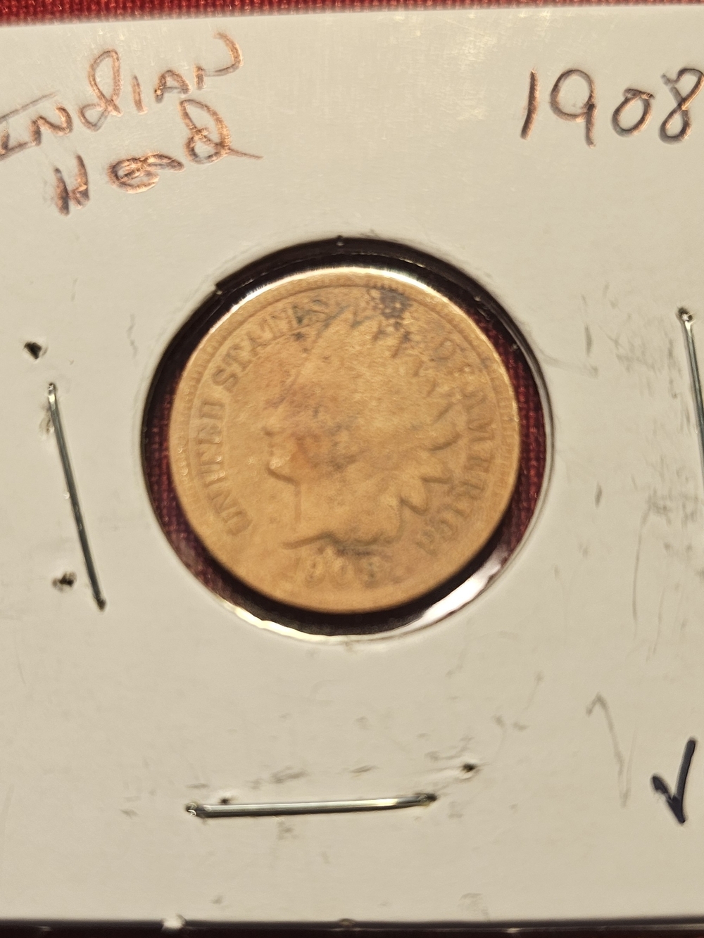 Vintage Indian Head Penny's, (2) 1902, 1907, 1908 - Picture 5 of 10